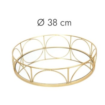 Dekoratīva paplāte Metāla ar spoguli zelta tonī – divi izmēri Ø 38 cm KA0499S 38