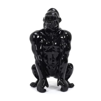 Dekors gorillas figūra, melna, spīdīga, 24 cm HD1327