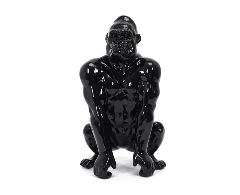 Dekors gorillas figūra, melna, spīdīga, 24 cm