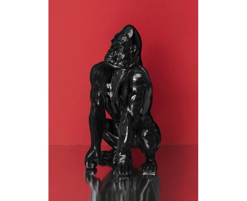 Dekors gorillas figūra, melna, spīdīga, 24 cm