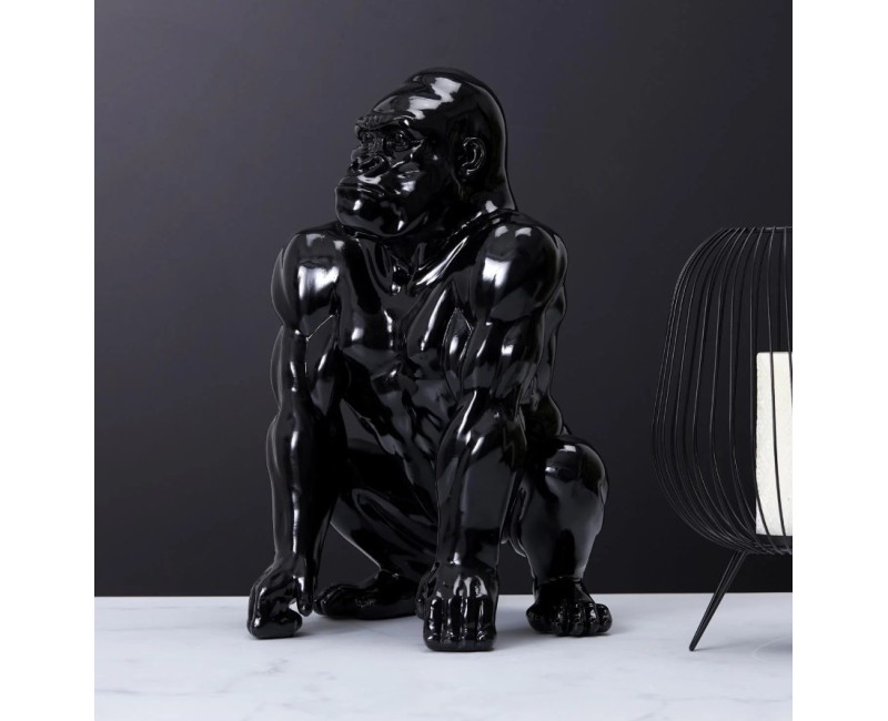 Dekors gorillas figūra, melna, spīdīga, 46 cm HD1330