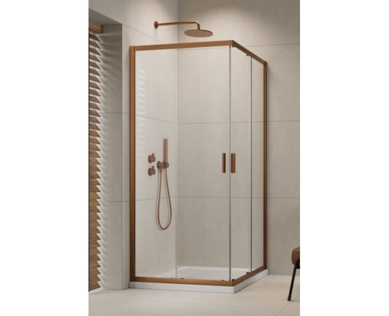 Dušas kabīne Radaway Alienta Brushed Copper D 90x90x190 bronzas profili, caurspīdīgs stikls