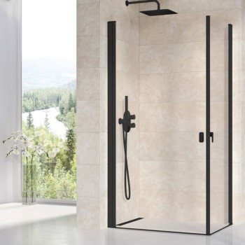 Dušas kabīne Ravak Chrome CRV1-100 melns+stikls (1 puse) 100cm Caurspīdīgs 1QVA0301Z1