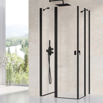 Dušas kabīne Ravak Chrome CRV2-90 melns+stikls (1 puse) 90cm Caurspīdīgs 1QV70300Z1
