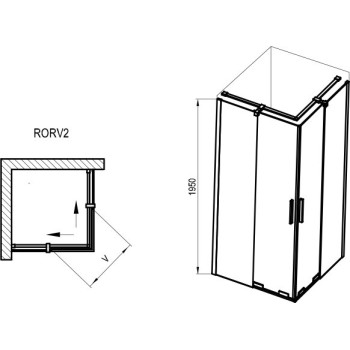 Dušas kabīne Ravak Roll RORV2-90 spīdīga alumīnija + stikls 90cm Caurspīdīgs X14V70C00Z1