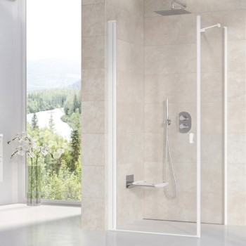 Dušas siena Ravak Chrome CPS-80 balta matēta + caurspīdīgs stikls 80cm 9QV40E00Z1
