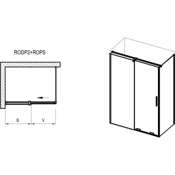 Dušas siena Ravak Roll ROPS-90 spīdīga alumīnija un stikla pakete Caurspīdīga 90cm X90V70C00Z1