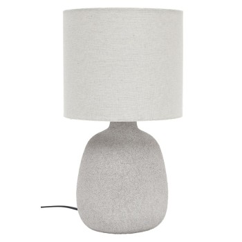 Galda lampa Keramikas ar lina abažūru – 40 cm, moderna interjera lampa LA0039