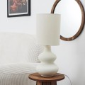 Galda lampa Keramikas ar lina abažūru – 50 cm, krēmkrāsas interjera lampa LA0044