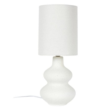 Galda lampa Keramikas ar lina abažūru – 50 cm, krēmkrāsas interjera lampa LA0044
