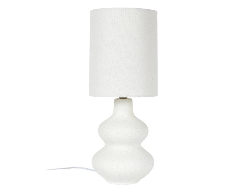 Galda lampa Keramikas ar lina abažūru – 50 cm, krēmkrāsas interjera lampa LA0044