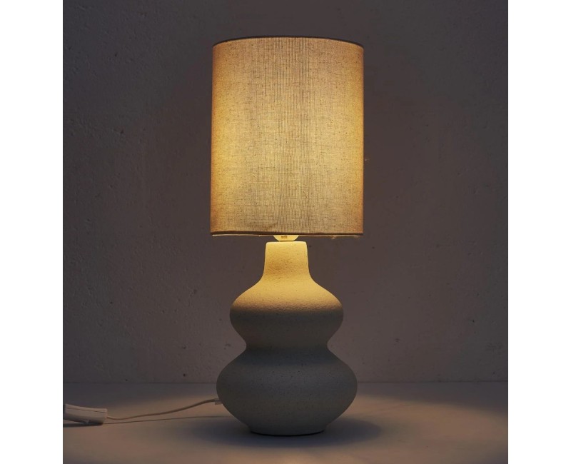 Galda lampa Keramikas ar lina abažūru – 50 cm, krēmkrāsas interjera lampa LA0044