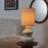 Galda lampa Keramikas ar lina abažūru – 50 cm, krēmkrāsas interjera lampa LA0044
