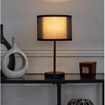 Galda lampa ar auduma abažūru – melna / pelēka, 36 cm LA0065