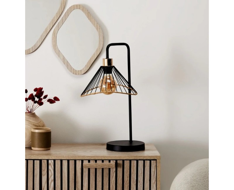 Galda lampa Industriāla ar metāla abažūru – melna, 47 cm LA0018