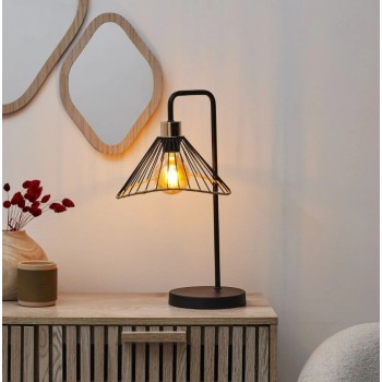Galda lampa Industriāla ar metāla abažūru – melna, 47 cm LA0018