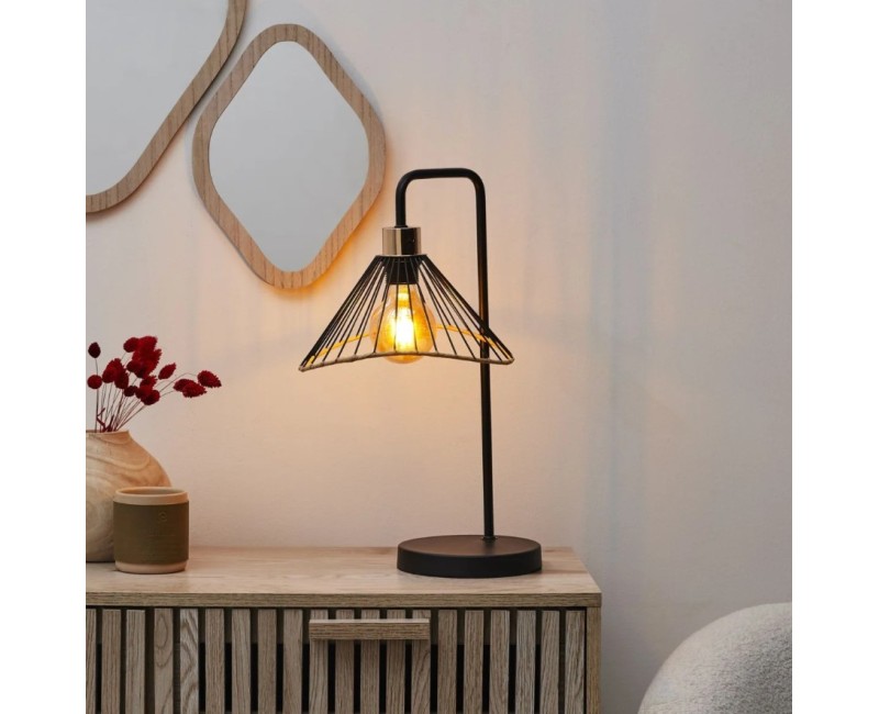 Galda lampa Industriāla ar metāla abažūru – melna, 47 cm LA0018