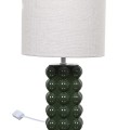 Galda lampa – zaļa keramikas lampa ar auduma abažūru LA0118