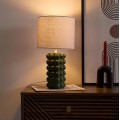 Galda lampa – zaļa keramikas lampa ar auduma abažūru LA0118