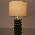 Galda lampa – zaļa keramikas lampa ar auduma abažūru LA0118