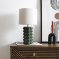 Galda lampa – zaļa keramikas lampa ar auduma abažūru LA0118