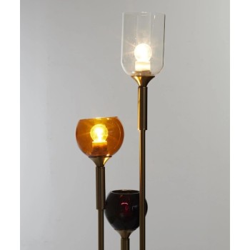 Grīdas Lampa ar 3 stikla kupoliem – zelta metāla dizains, 150 cm