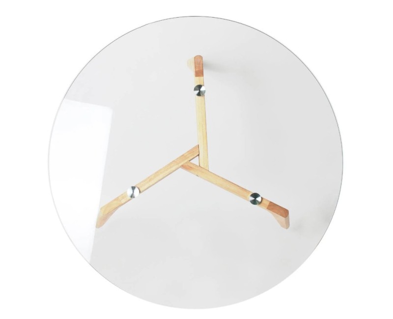 Kafijas Galdiņš, Stikla  Ø80 cm ar koka kājām_HD3800