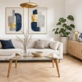 Kafijas galdiņš ar rūdīta stikla virsmu un koka kājām, 110 × 60 cm HD3801