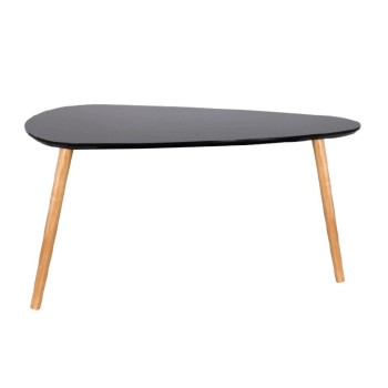 Kafijas galdiņu komplekt ar melnām MDF virsmām un priedes koka kājām HD6404