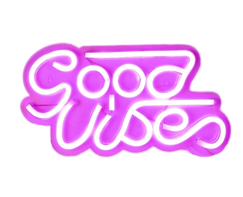 LED Lampa / Dekors neona  “Good Vibes” – rozā LA10471