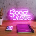 LED Lampa / Dekors neona  “Good Vibes” – rozā LA10471