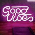 LED Lampa / Dekors neona  “Good Vibes” – rozā LA10471