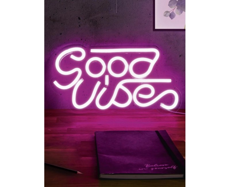 LED Lampa / Dekors neona  “Good Vibes” – rozā LA10471