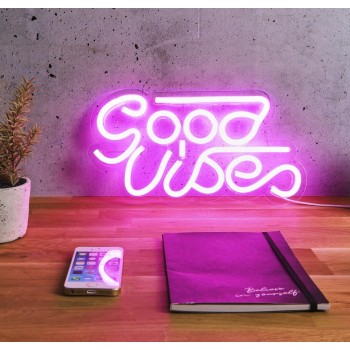 LED Lempa / Neoninis Dekoras “Good Vibes” – rožinė LA10471