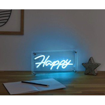 LED neono lemputė „Happy“ – dekoratyvinis šviesos užrašas LA0083