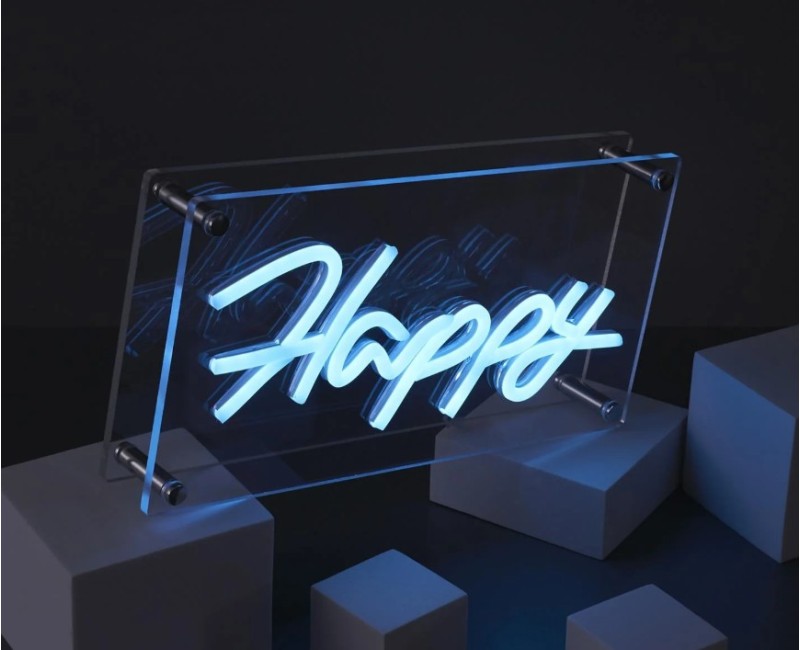 LED neona lampa “Happy” – dekoratīvs gaismas uzraksts LA0083