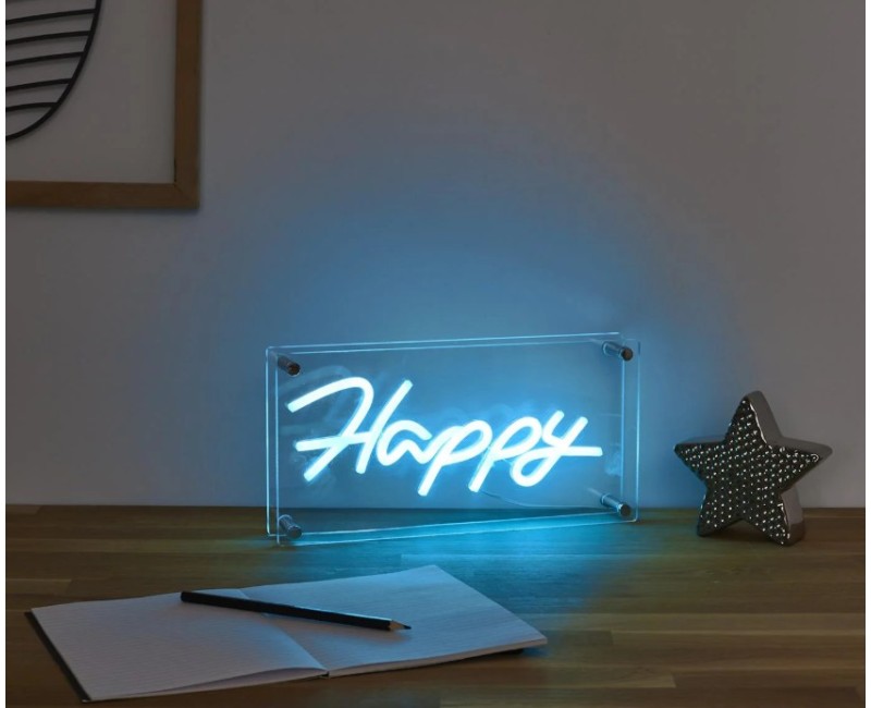 LED neona lampa “Happy” – dekoratīvs gaismas uzraksts LA0083