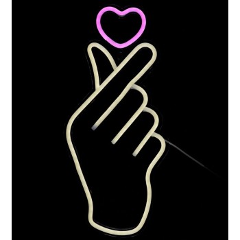 LED neono lemputė “Love Sign” – rankų gestas su širdimi LA0061