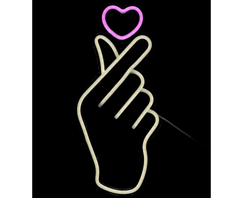 LED neona lampa “Love Sign” – rokas žests ar sirdi LA0061