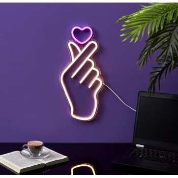 LED neono lemputė “Love Sign” – rankų gestas su širdimi LA0061