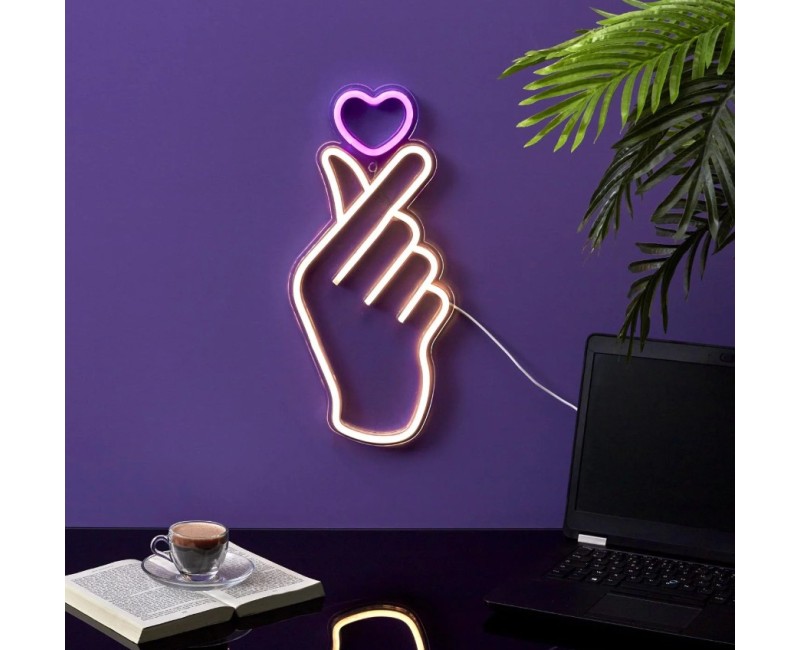 LED neona lampa “Love Sign” – rokas žests ar sirdi LA0061