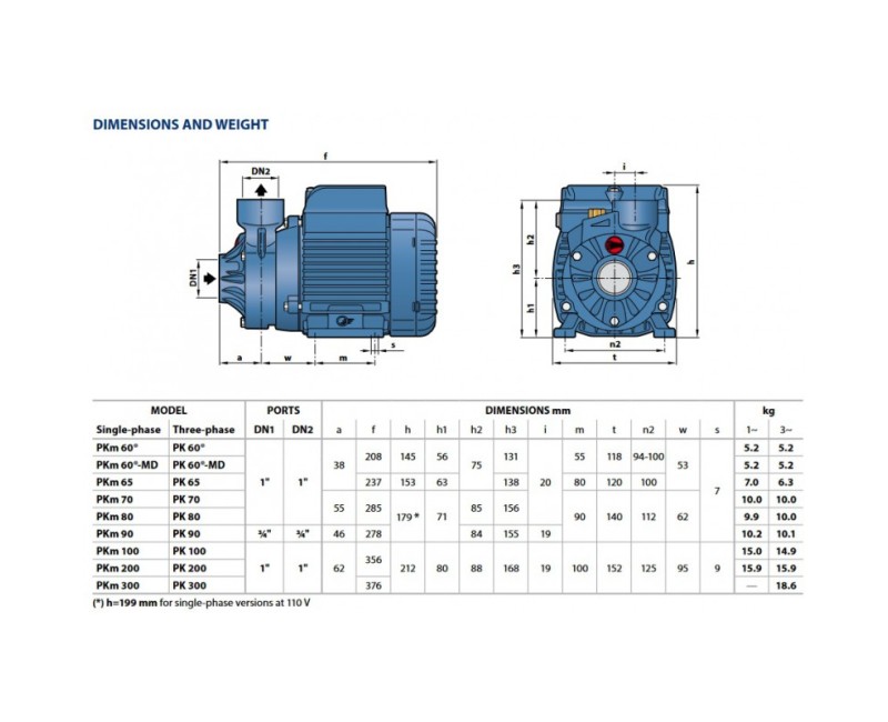 Ūdens apgādes sūknis Pedrollo  PKm60 (0.37kW ~230V)