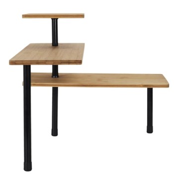 Plaukts Stūra ar 3 līmeņiem – bambuss un metāls (43 × 38 × 43 cm) KB5843