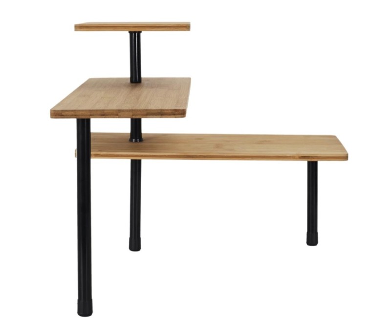 Palukts Stūra ar 3 līmeņiem – bambuss un metāls (43 × 38 × 43 cm)_KB5843