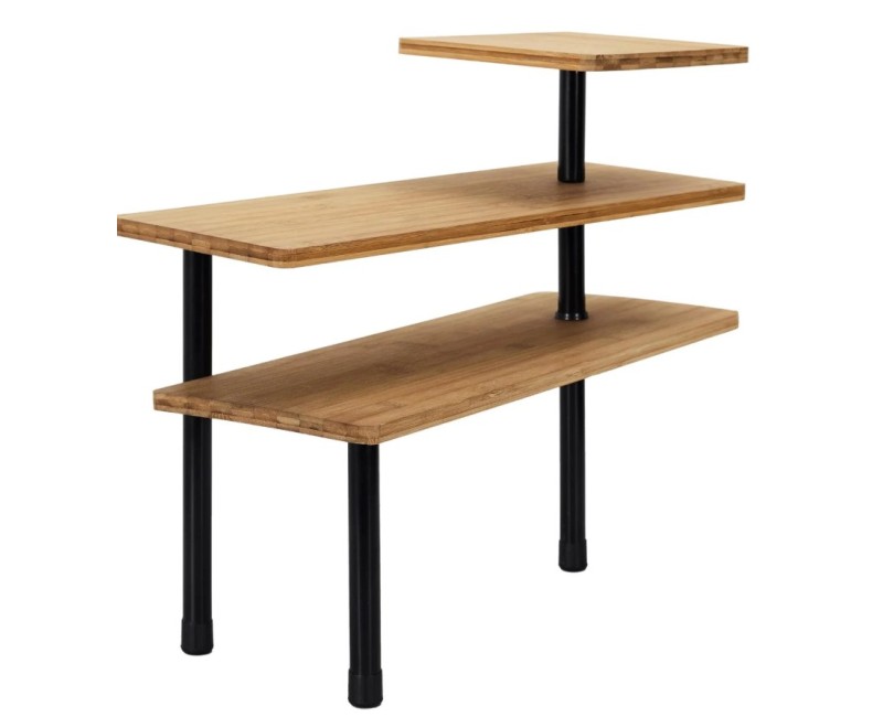 Palukts Stūra ar 3 līmeņiem – bambuss un metāls (43 × 38 × 43 cm)_KB5843