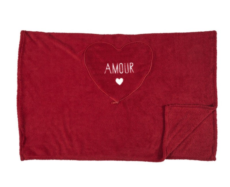 Pleds / spilvens  Sirds formas “AMOUR” – romantisks dāvanu komplekts 120×150 cm_TX0298
