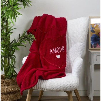 Pleds / spilvens  Sirds formas “AMOUR” – romantisks dāvanu komplekts 120×150 cm TX0298
