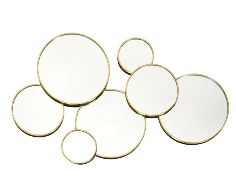 Spogulis Dekoratīvais sienas “Golden Circles” ar zelta metāla rāmi, 57 × 35 cm