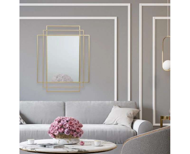 Spogulis Sienas “Golden Lines” ar zelta metāla rāmi, 73 × 93 cm HD4367