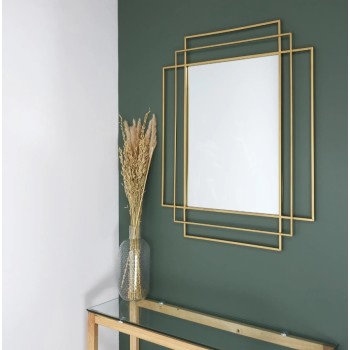Spogulis Sienas “Golden Lines” ar zelta metāla rāmi, 73 × 93 cm HD4367